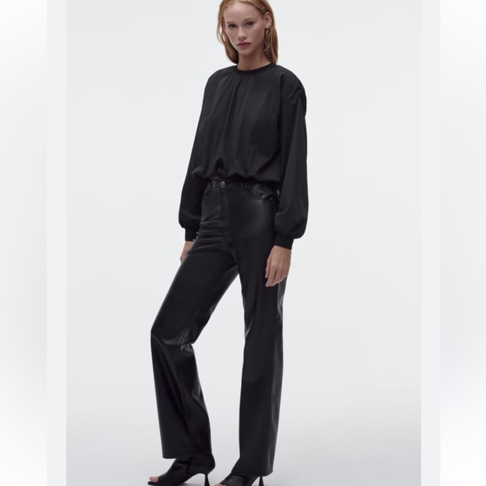 Zara faux leather straight leg pants
